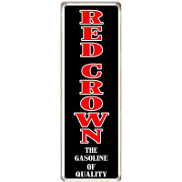 Red Crown Gasoline Motor Oil Metal Sign - 6" x 18"