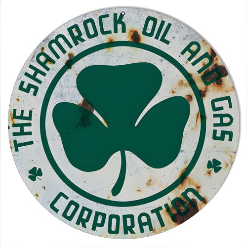 Shamrock Corporation Oil And Gas Metal Sign - 14" Round