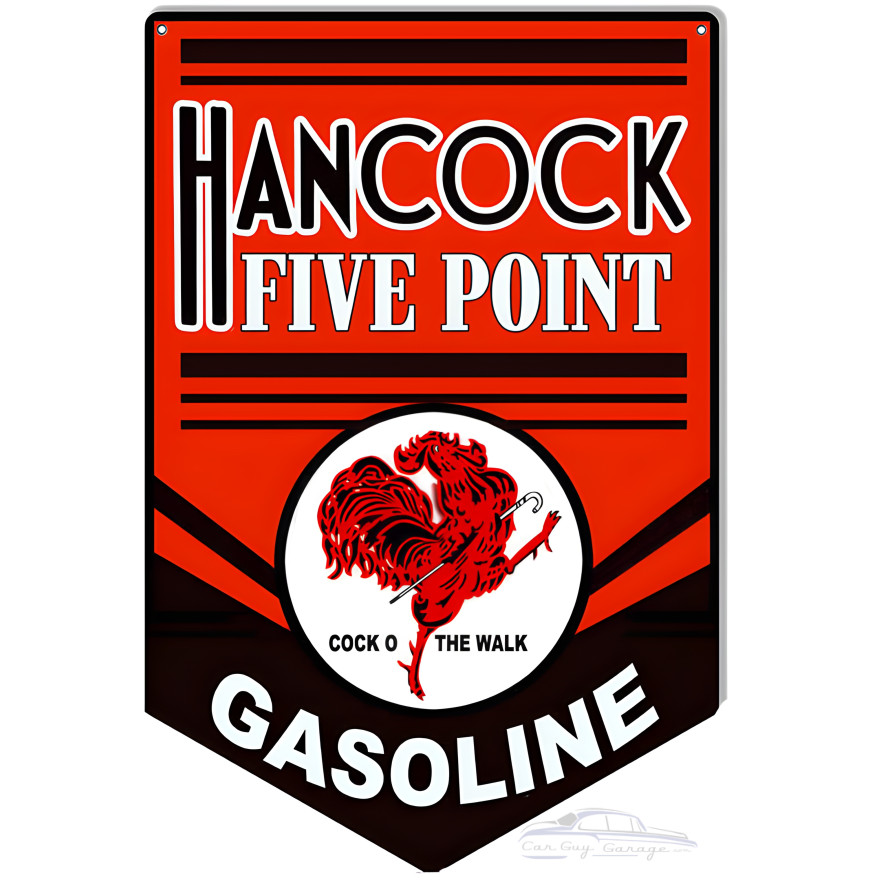 Hancock Five Point Gasoline Motor Oil Metal Sign - 12" x 18" Hancock Five Point Gasoline Motor Oil Metal Sign - 12" x 18"