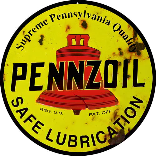 Pennzoil Gas Station Metal Sign - 14" Round