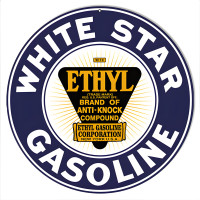 White Star Gasoline Motor Oil Metal Sign - 14" Round