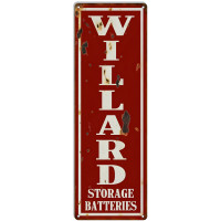 Willard Batteries Gas Station Metal Sign - 6" x 18"