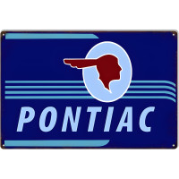 Blue Pontiac Gas Station Metal Sign - 16" x 24"