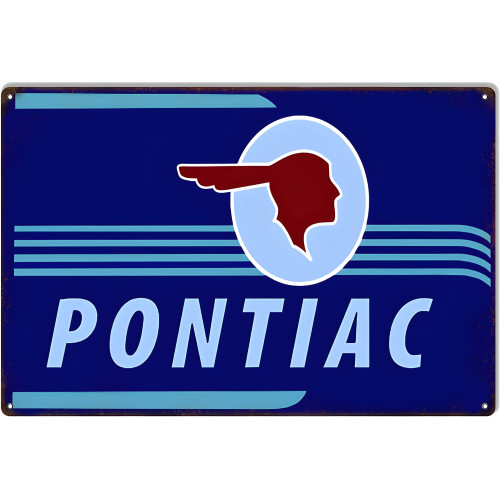 Blue Pontiac Gas Station Metal Sign - 16" x 24"