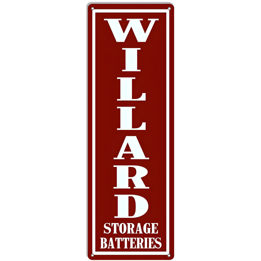 Willard Batteries Gas Station Metal Sign - 8" x 24" Willard Batteries Gas Station Metal Sign - 8" x 24"