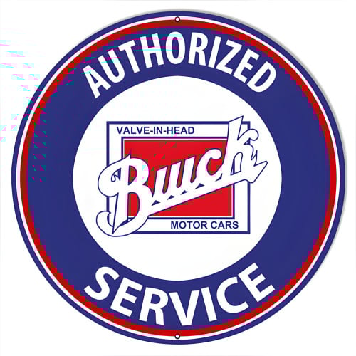 Large Buick Valve In Head Service Gas Station Metal Sign - 18" Round