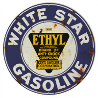White Star Gasoline Motor Oil Metal Sign - 18" Round