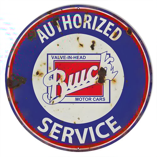 Buick Valve In Head Service Gas Station Metal Sign - 18" Round
