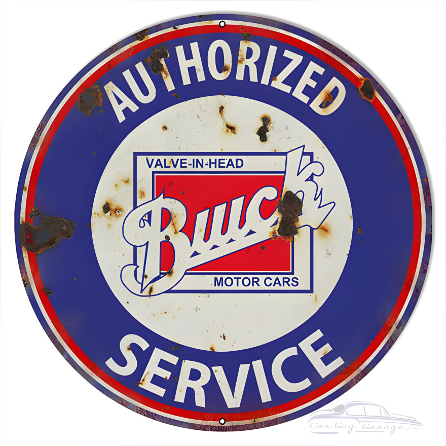 Buick Valve In Head Gas Station Metal Sign - 24" Round Buick Valve In Head Gas Station Metal Sign - 24" Round