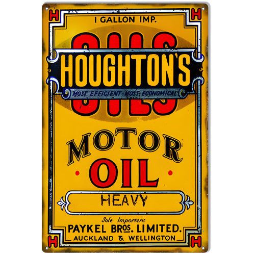 Houghton's Heavy Motor Oil Metal Sign - 12" x 18"