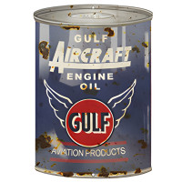 Gulf Aircraft Motor Oil Can Cutout Metal Sign - 7.25" x 10.5"