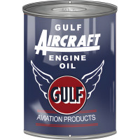 Gulf Aircraft Motor Oil Can Cutout Metal Sign - 7.25" x 10.5"