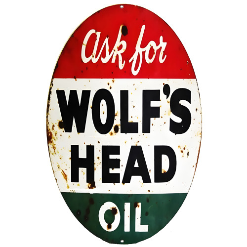 Wolf's Head Motor Oil Metal Sign - 11" x 18"