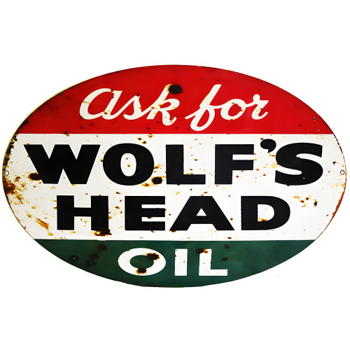Ask For Wolf's Head Motor Oil Metal Sign - 9" x 14"
