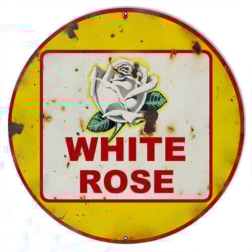 White Rose Motor Oil Metal Sign - 18" Round