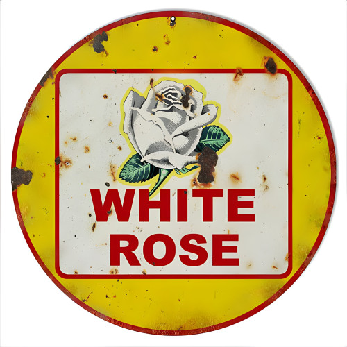 White Rose Motor Oil Metal Sign - 14" Round