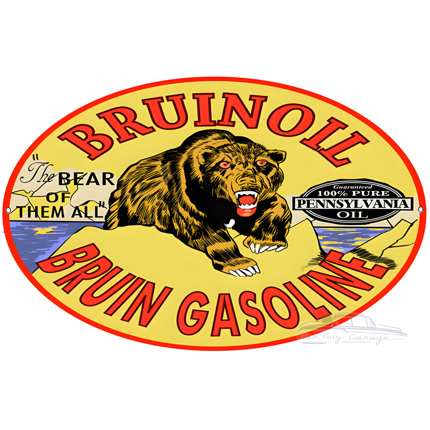 Bruin Oil & Gasoline Motor Oil Metal Sign - 9" x 14" Bruin Oil & Gasoline Motor Oil Metal Sign - 9" x 14"
