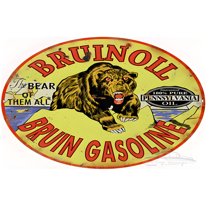 Bruin Oil And Gasoline Motor Oil Metal Sign - 11" x 18" Bruin Oil And Gasoline Motor Oil Metal Sign - 11" x 18"