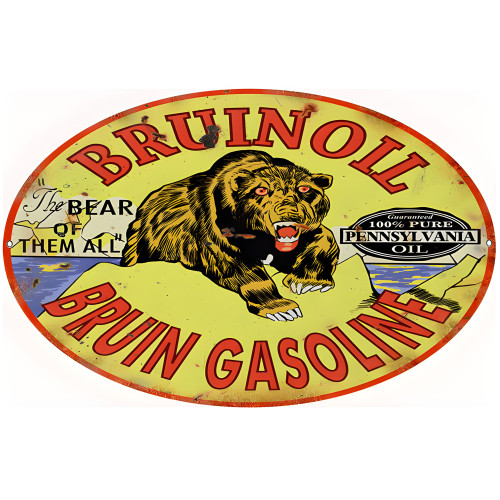 The Bear Bruin Oil And Gasoline Motor Oil Metal Sign - 9" x 14"