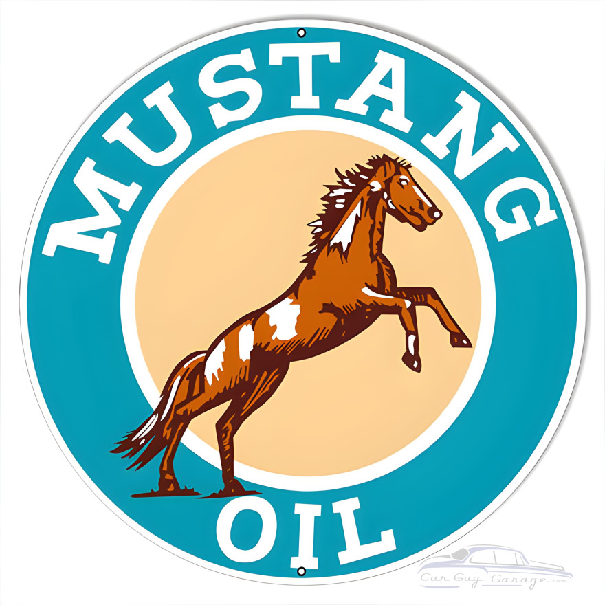 Mustang Oil Gas Station Metal Sign - 24" Round Mustang Oil Gas Station Metal Sign - 24" Round