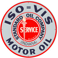 ISO VIS Standard Service Motor Oil Metal Sign - 30" Round