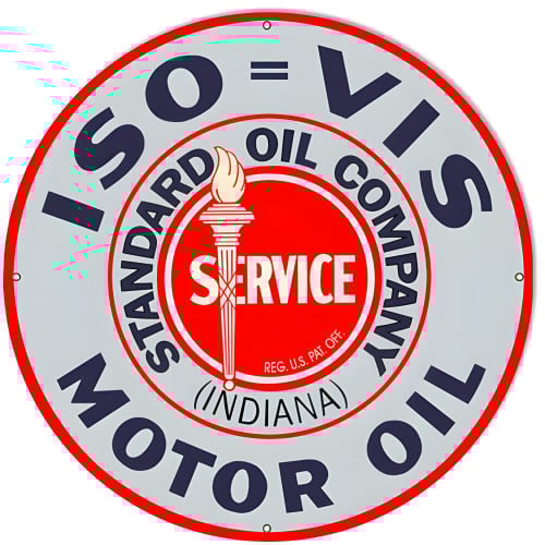 ISO VIS Standard Service Motor Oil Metal Sign - 30" Round