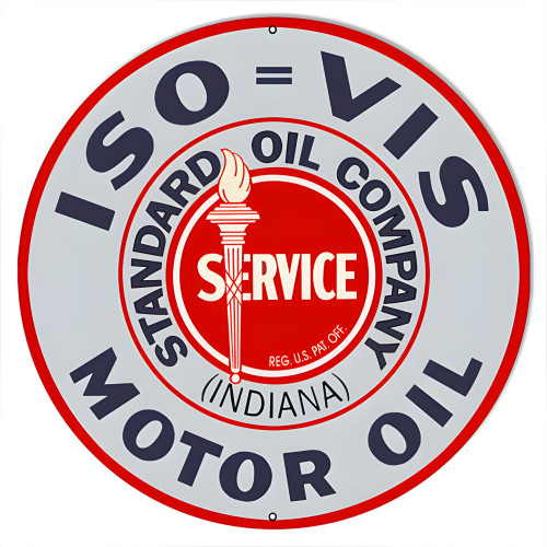 ISO VIS Standard Service Motor Oil Metal Sign - 24" Round