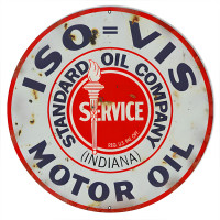 ISO VIS Standard Service Motor Oil Metal Sign - 18" Round