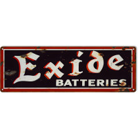 Exide Batteries Gas Station Metal Sign - 8" x 24"
