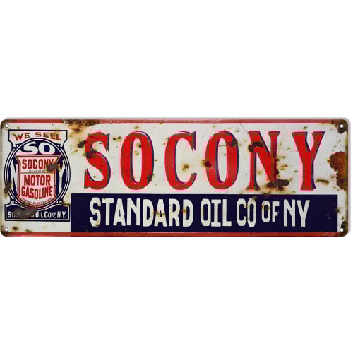 Socony Standard Oil of NY Motor Oil Metal Sign - 8" x 24"