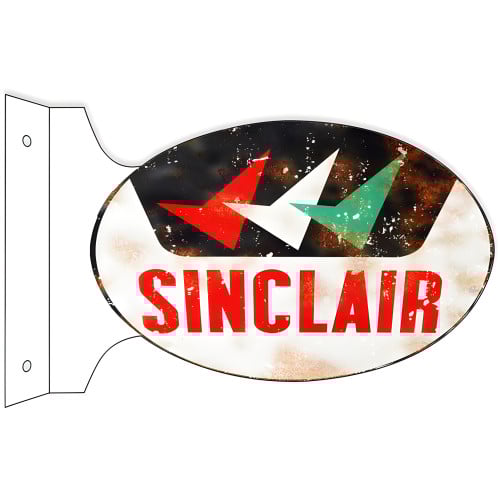 Sinclair Motor Oil Double Sided Flange Metal Sign - 12" x 18"