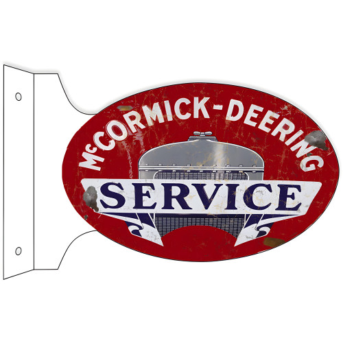 McCormick Deering Service Flange Oval Metal Sign - 12" x 18"