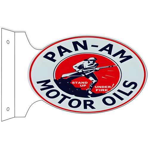 Pan-Am Motor Oil Double Sided Flange Metal Sign - 12" x 18"