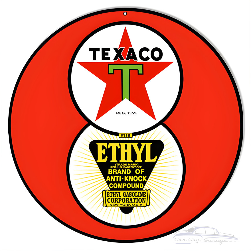 Red Ethyl Texaco Motor Oil Metal Sign - 14" Round Red Ethyl Texaco Motor Oil Metal Sign - 14" Round