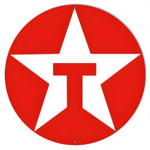 Large Red Texaco Motor Oil Metal Sign - 18" Round
