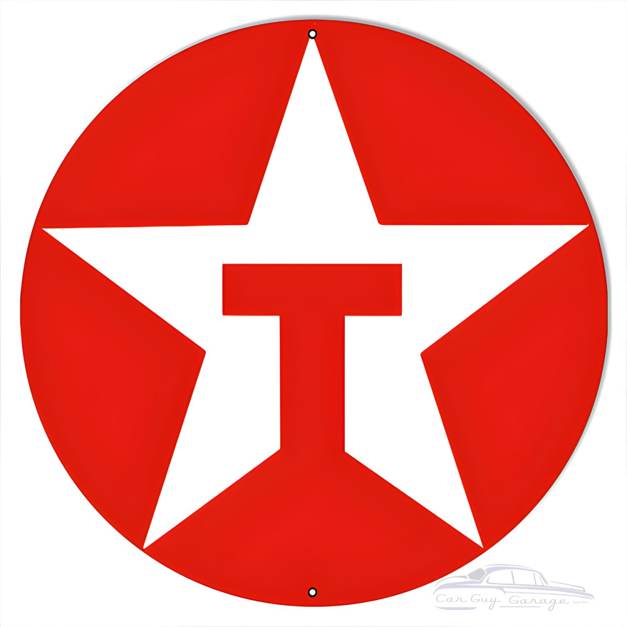Large Red Texaco Motor Oil Metal Sign - 18" Round Large Red Texaco Motor Oil Metal Sign - 18" Round