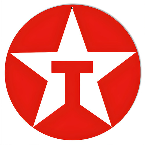 Red Texaco Motor Oil Metal Sign - 14" Round