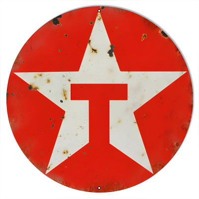 Extra Large Red Texaco Motor Oil Metal Sign - 24" Round