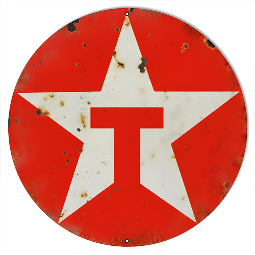 Extra Large Red Texaco Motor Oil Metal Sign - 24" Round