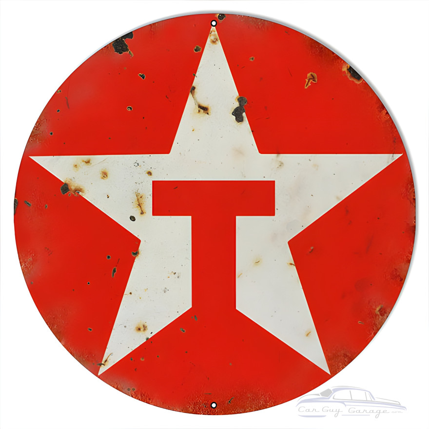 Large Red Texaco Motor Oil Metal Sign - 18" Round Large Red Texaco Motor Oil Metal Sign - 18" Round