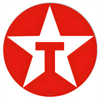 Large Red Texaco Motor Oil Metal Sign - 24" Round
