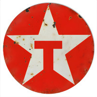 Reproduction Red Texaco Motor Oil Metal Sign - 14" Round