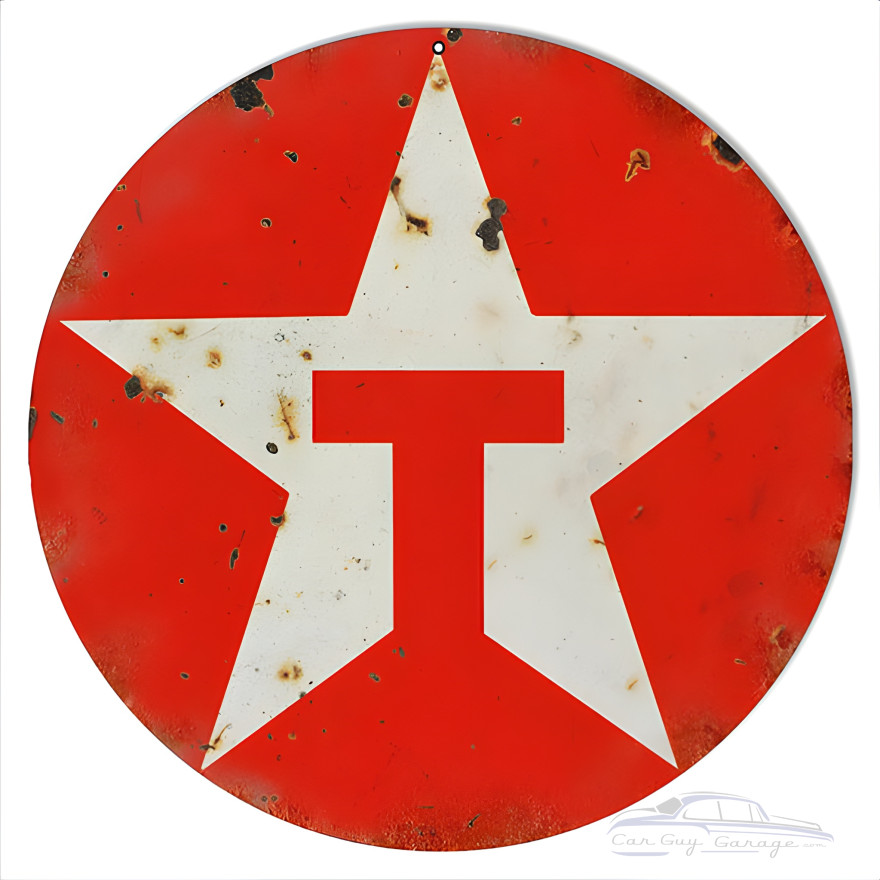 Reproduction Red Texaco Motor Oil Metal Sign - 14" Round Reproduction Red Texaco Motor Oil Metal Sign - 14" Round