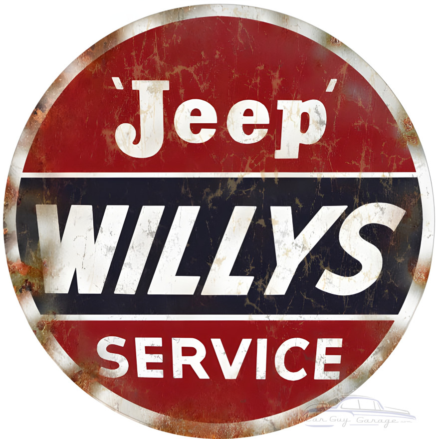 Willys Jeep Service Metal Sign - 18" Round Willys Jeep Service Metal Sign - 18" Round