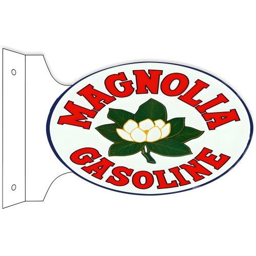 Magnolia Gasoline Double Sided Flange Metal Sign - 12" x 18"