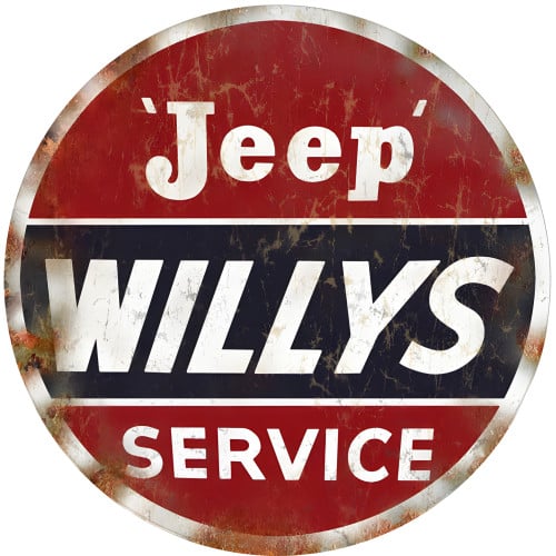 Willys Jeep Service Metal Sign - 30" Round