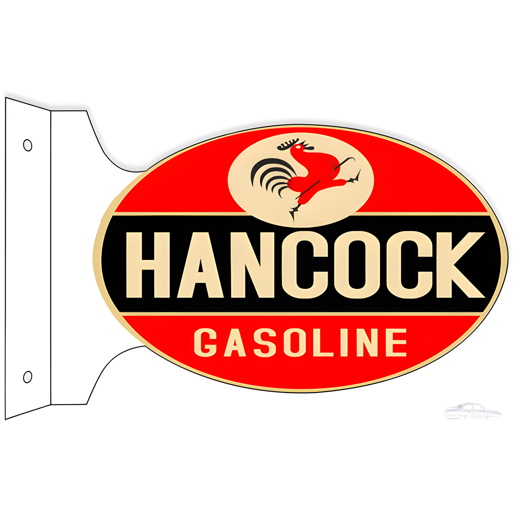 Hancock Gasoline Double Sided Flange Metal Sign - 12" x 18"
