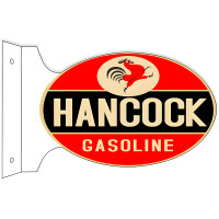 Hancock Gasoline Double Sided Flange Metal Sign - 12" x 18"