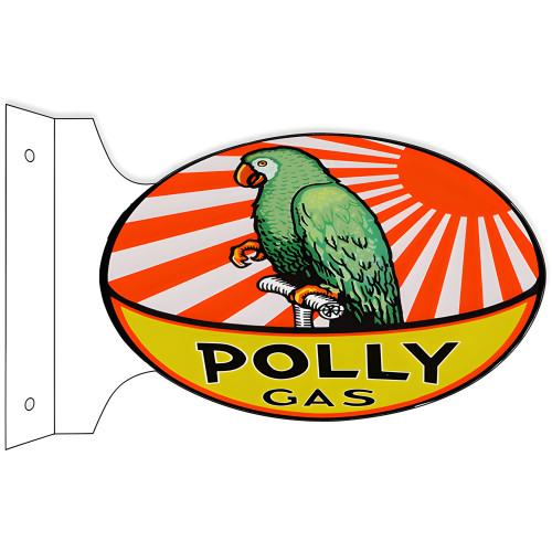 Polly Gas Gasoline Double Sided Flange Metal Sign - 12" x 18"