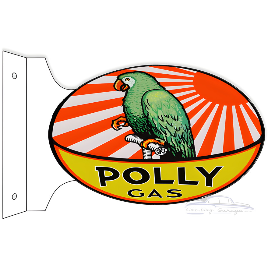 Polly Gas Gasoline Double Sided Flange Metal Sign - 12" x 18" Polly Gas Gasoline Double Sided Flange Metal Sign - 12" x 18"
